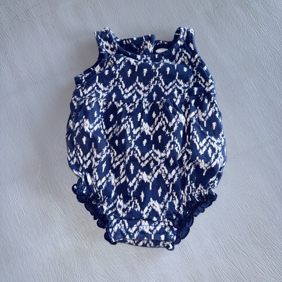 Old Navy Other - Old Navy Blue and White Baby Romper